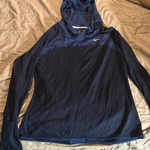 Blue & black Nike long sleeve hooded long sleeve Dri-Fit tee